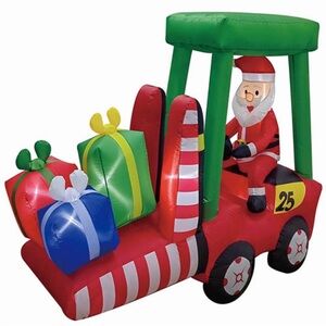 Enchanted Forest® 6' LED Lighted Santa on a Forklift Inflatable